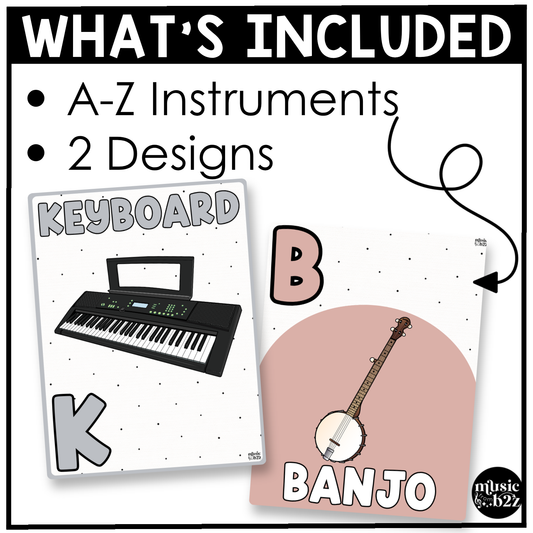 Neutral Music Alphabet Posters Music Classroom Decor Instrument Music Posters