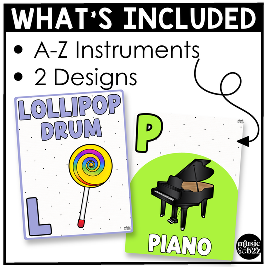 Bright Music Alphabet Posters Music Classroom Decor Instrument Music Posters