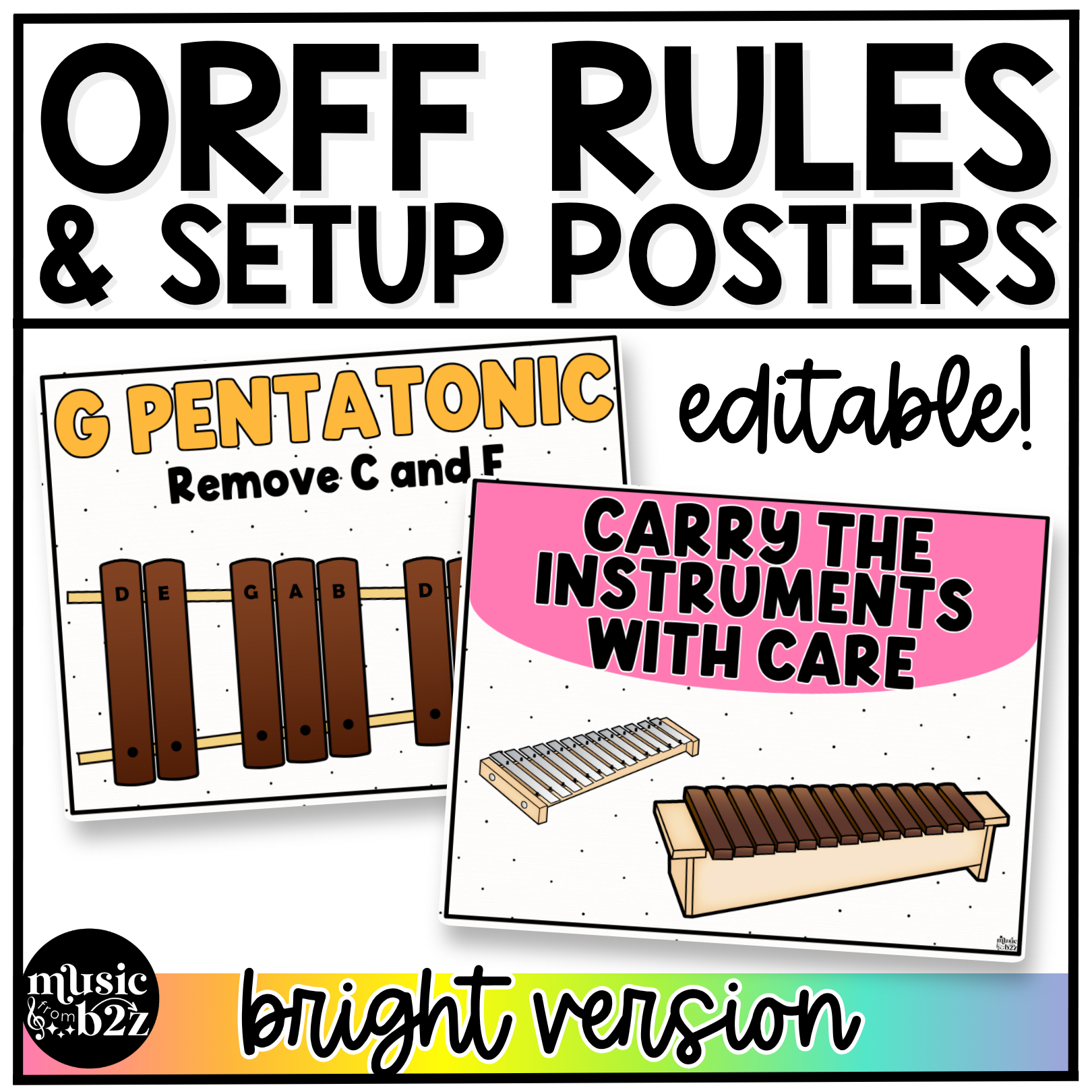 Bright Orff Instrument Rules & Setups Posters Elementary Music Classro ...