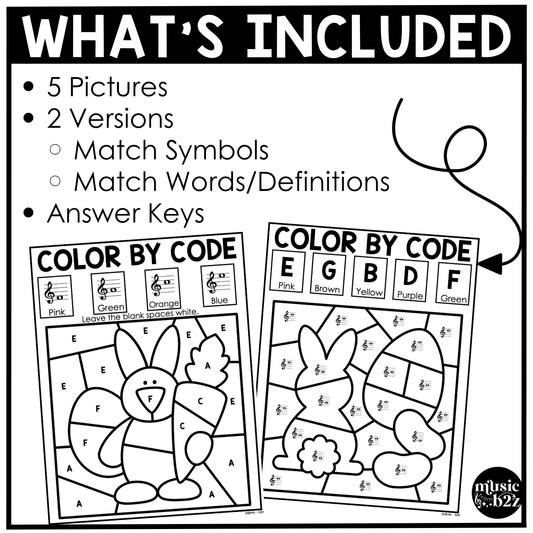 Easter Music Coloring Pages Color by Note Spring Music Worksheets Treble Clef