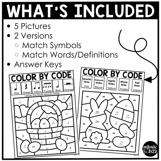 Easter Music Coloring Pages Rhythm Worksheets Spring Music Color by Note