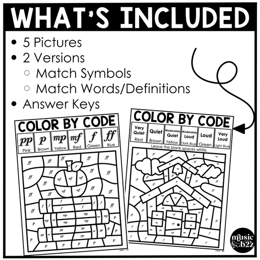 Back to School Music Coloring Pages Color by Note Music Worksheets Dynamics