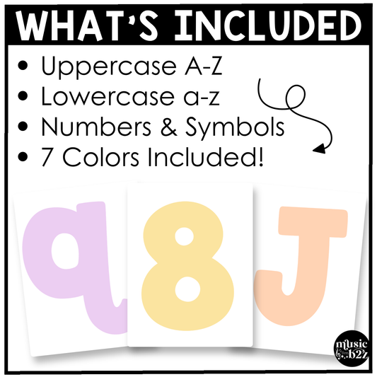 Pastel Bulletin Board Letters Numbers Symbols Elementary Music Classroom Decor