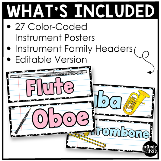 Pastel Composition Instrument Families of the Orchestra Posters Elementary Music Classroom Decor