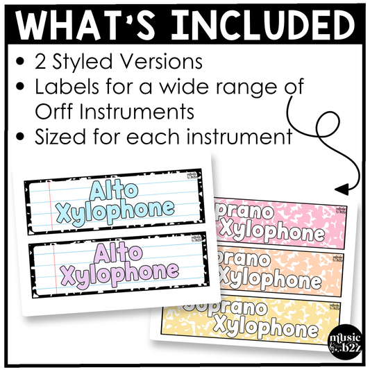 Pastel Composition Orff Instrument Labels Elementary Music Classroom Decor Music Posters
