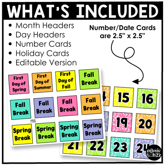 Bright Composition Notebook Calendar Editable Elementary Music Classroom Decor