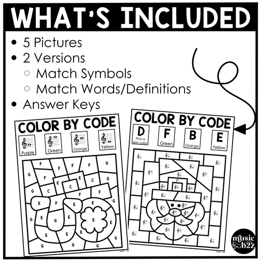 St. Patricks Day Music Coloring Pages Color by Note Music Worksheets Treble Clef