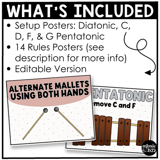 Neutral Orff Instrument Rules & Setups Posters Elementary Music Classroom Decor