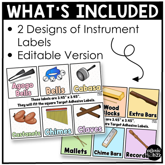 Pastel Classroom Instrument Labels Elementary Music Classroom Decor Organization