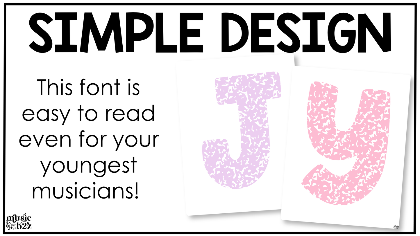 Pastel Composition Bulletin Board Letters Numbers Symbols Elementary Music Classroom Decor