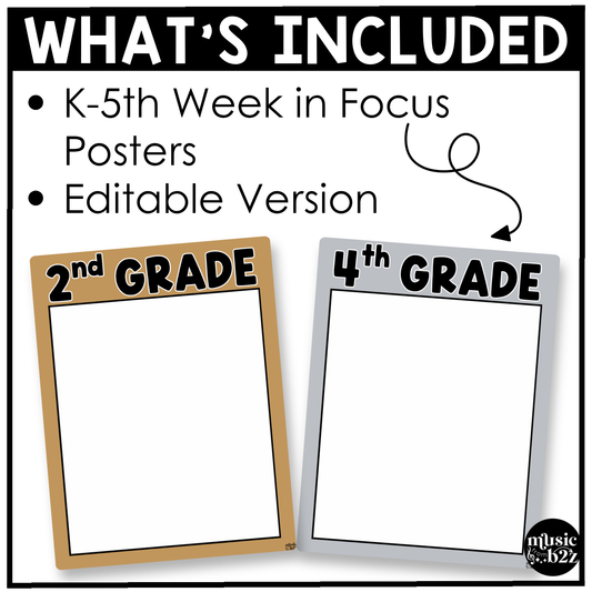 Neutral Week in Focus Wall I Can Posters Elementary Music Classroom Decor