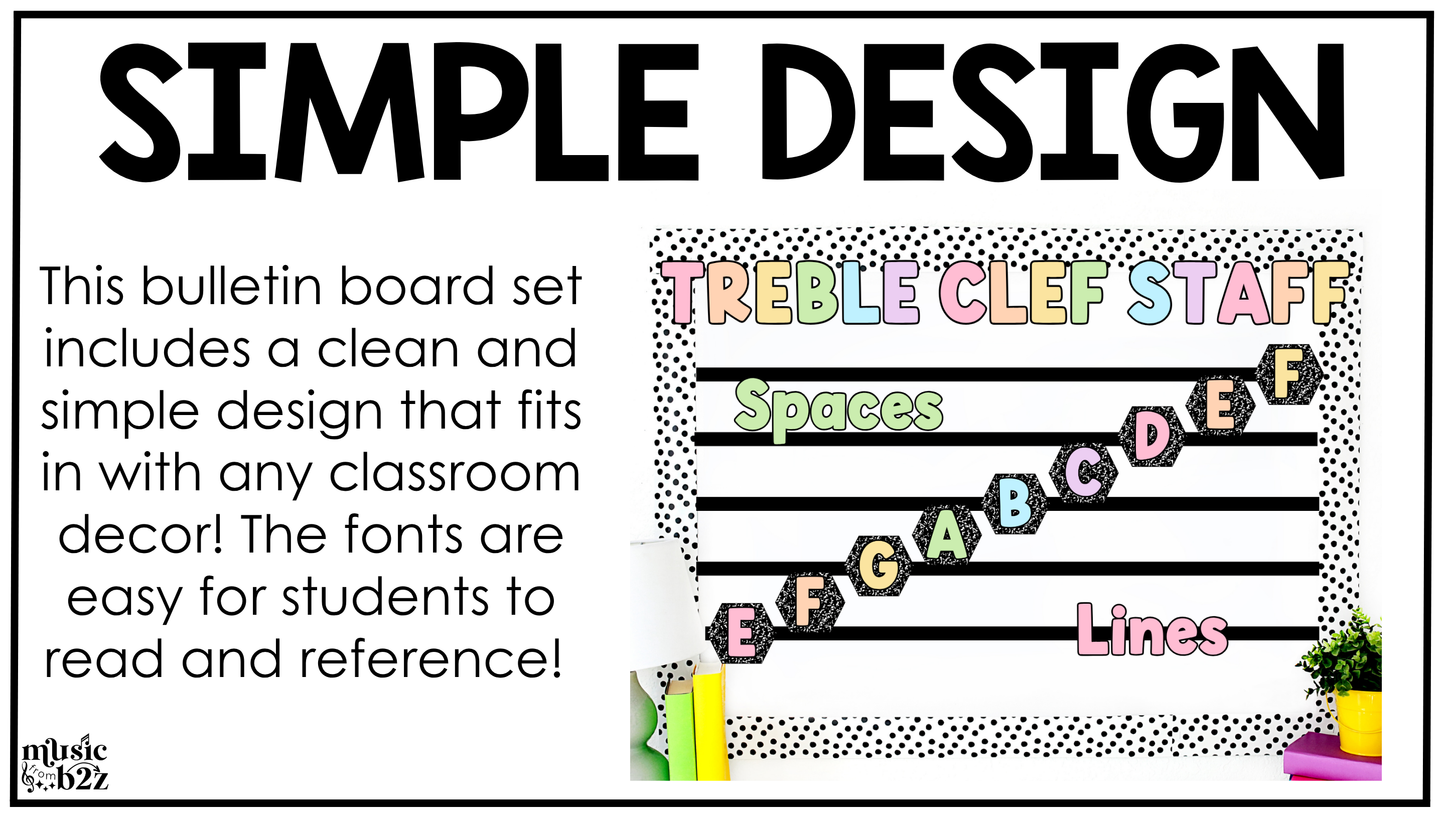 Pastel Composition Treble Clef Bulletin Board Music Classroom Decor Lines & Spaces