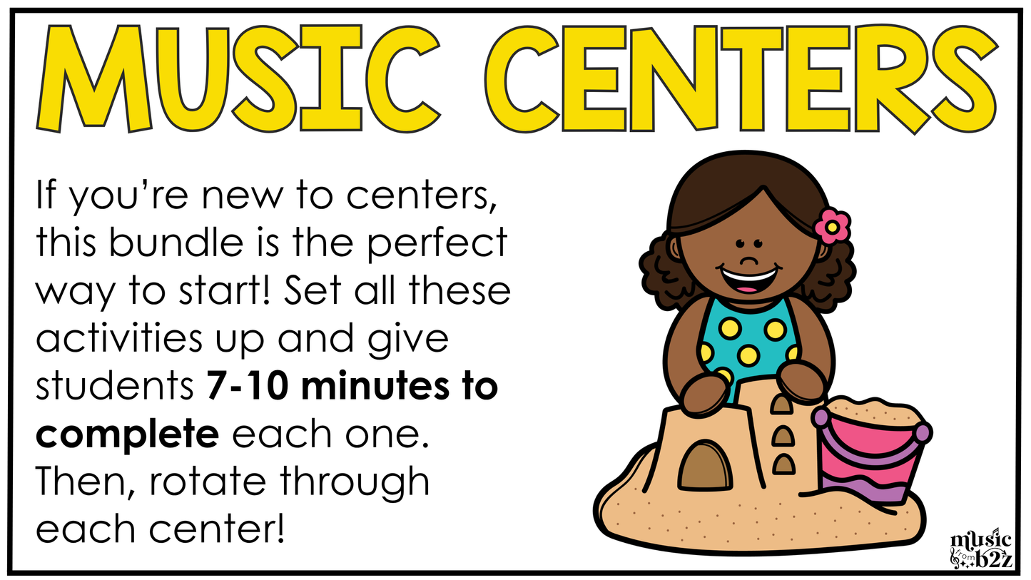 Summer Music Centers BUNDLE Summer Rhythm Worksheets Music Games Sub Plans