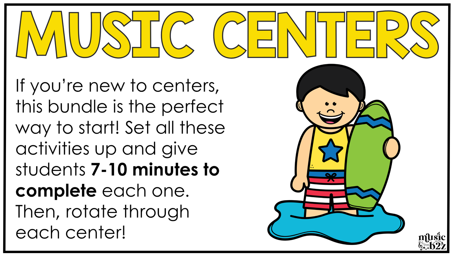 Summer Music Centers BUNDLE Rhythm Worksheets Summer Music Games