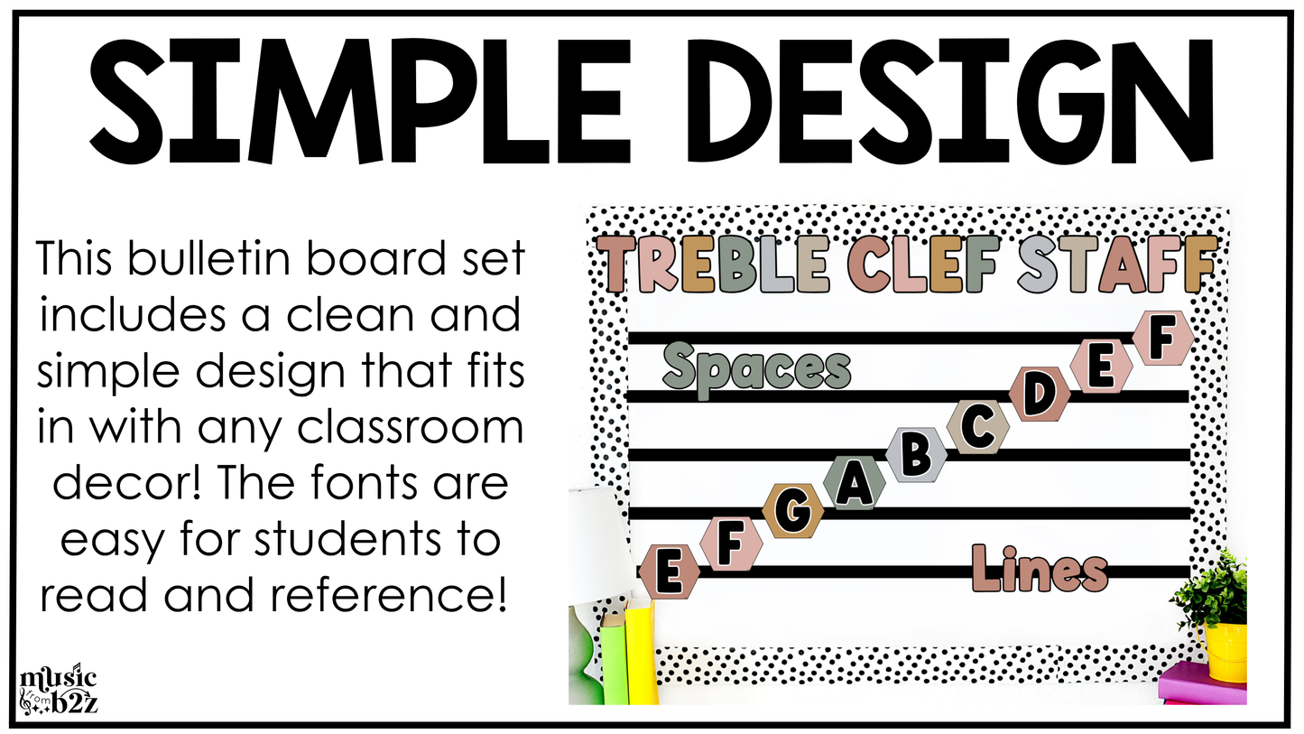 Neutral Treble Clef Bulletin Board Music Classroom Decor Lines & Spaces