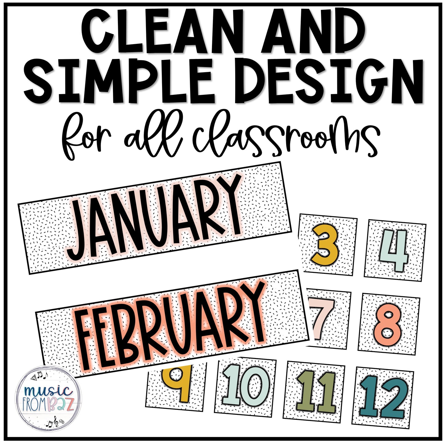 Music Classroom Decor - Classroom Calendar Kit Editable - Modern Oasis