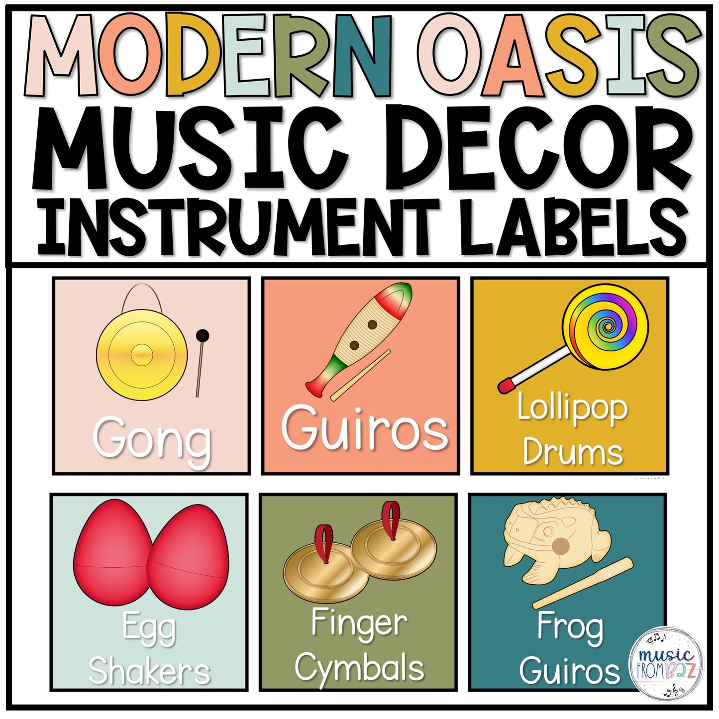Music Classroom Decor - Classroom Instrument Labels - Modern Oasis