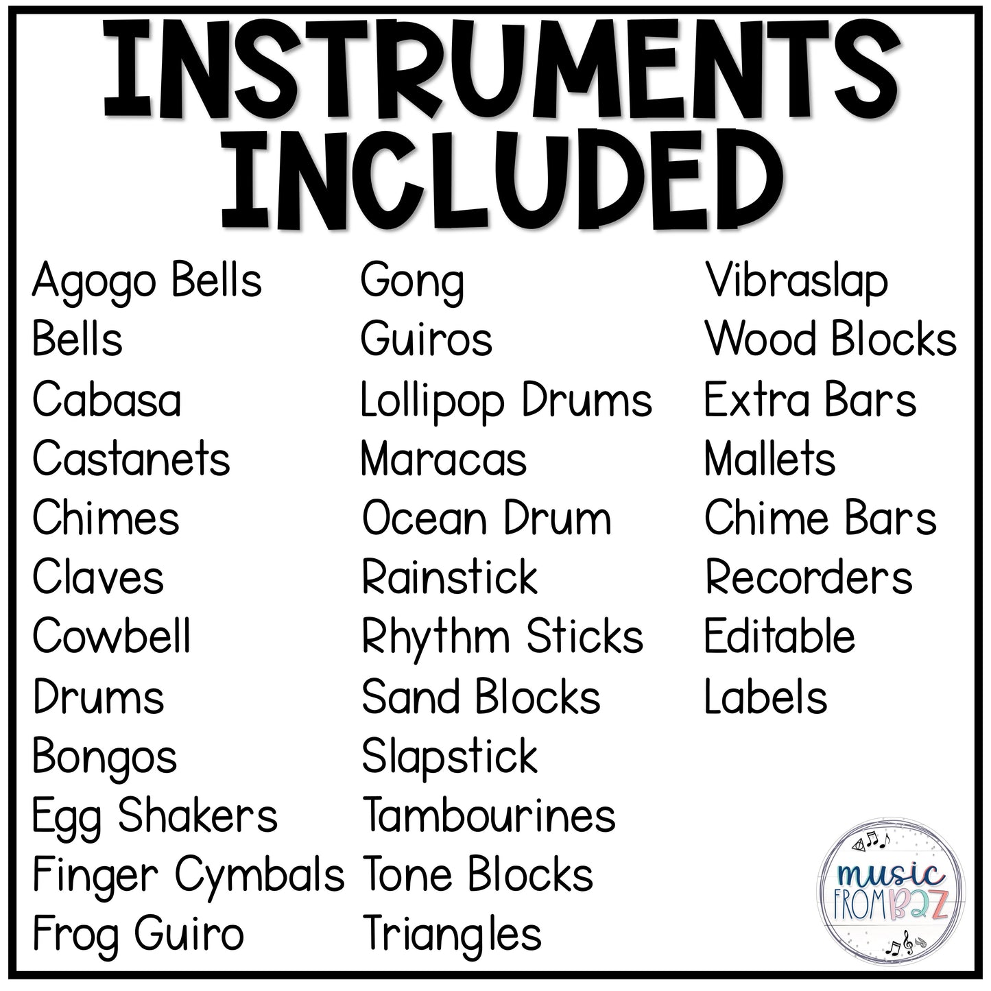 Music Classroom Decor - Classroom Instrument Labels - Modern Oasis