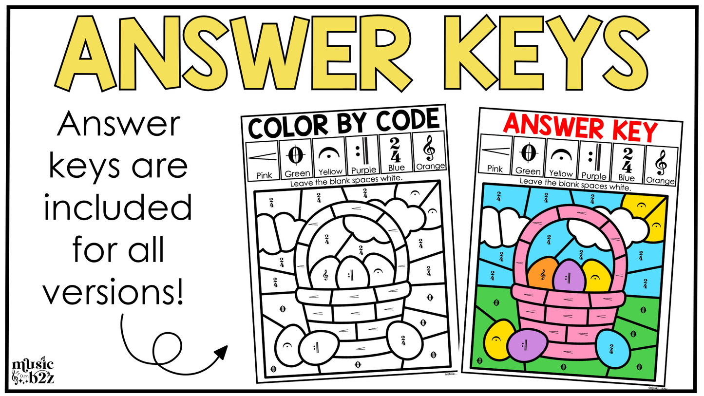Easter Music Coloring Color by Note Spring Music Worksheets Music Symbols
