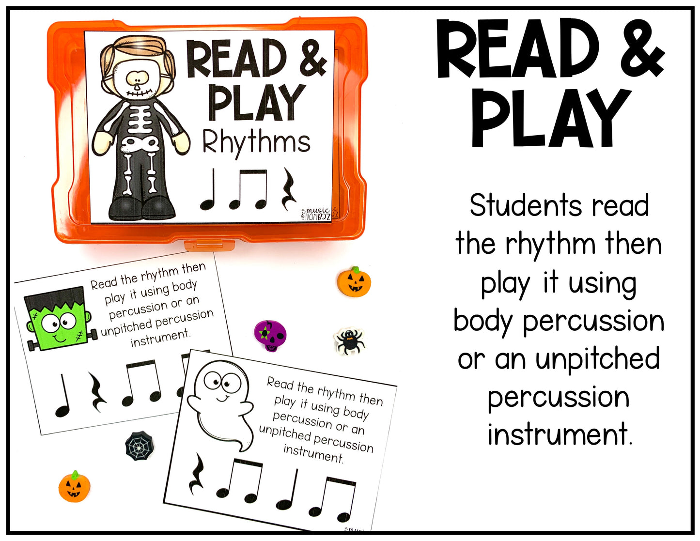 Halloween Music Task Cards - Rhythm - Elementary Music Activity