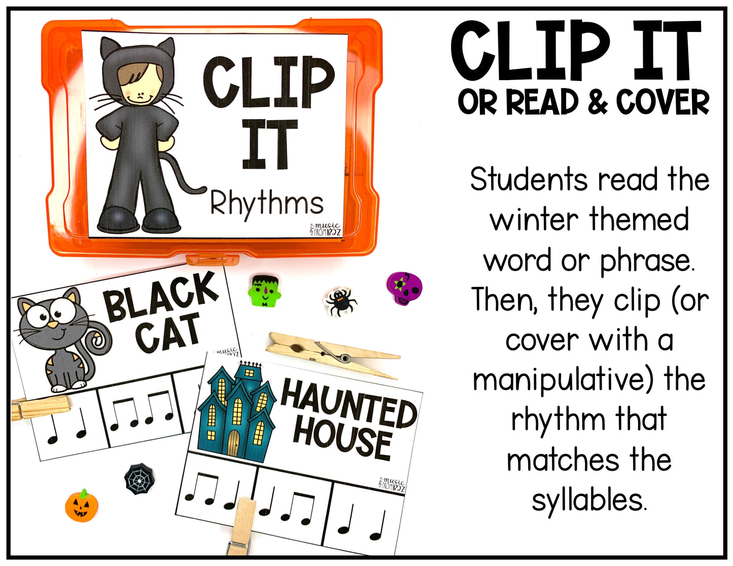 Halloween Music Task Cards - Rhythm - Elementary Music Activity