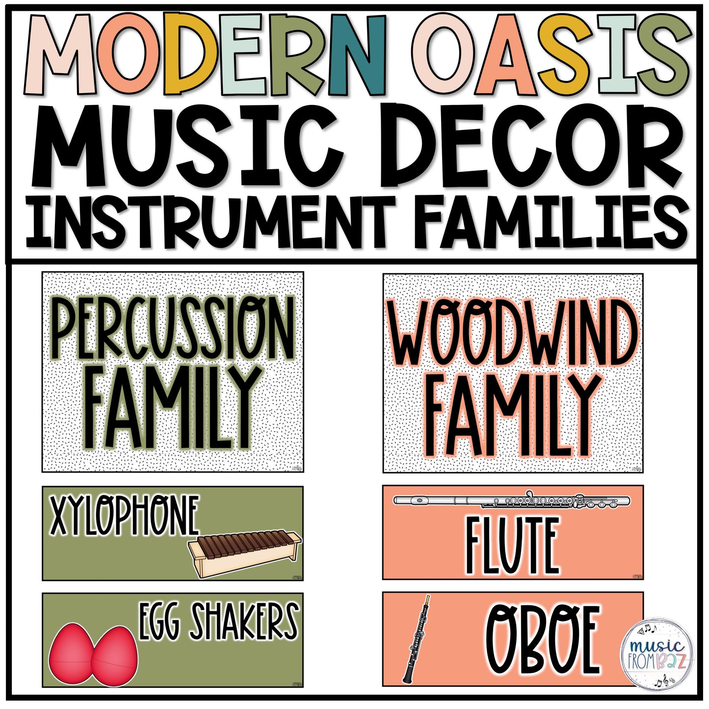 Music Classroom Decor - Instrument Family Display - Modern Oasis