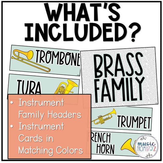 Music Classroom Decor - Instrument Family Display - Modern Oasis