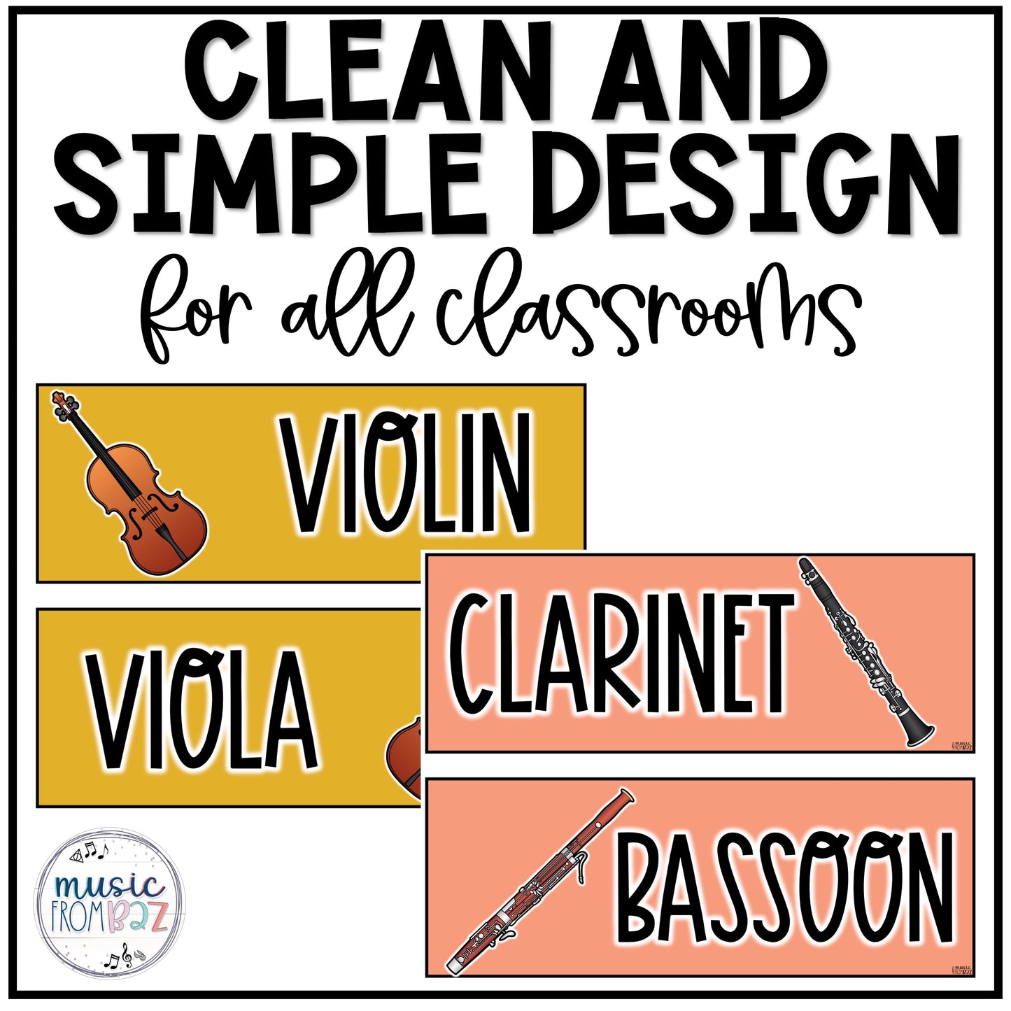 Music Classroom Decor - Instrument Family Display - Modern Oasis