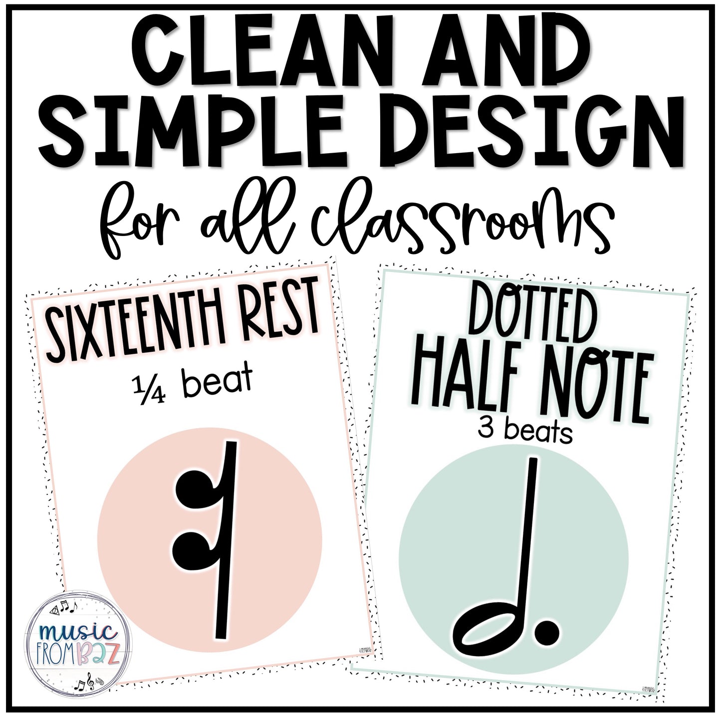 Music Classroom Decor - Note Duration Posters - Modern Oasis