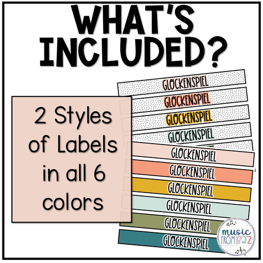 Music Classroom Decor - Orff Instrument Labels - Modern Oasis