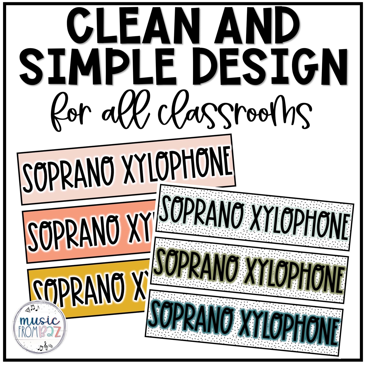 Music Classroom Decor - Orff Instrument Labels - Modern Oasis