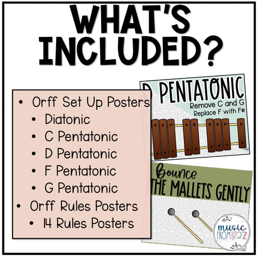 Music Classroom Decor - Orff Rules and Setup Posters - Modern Oasis