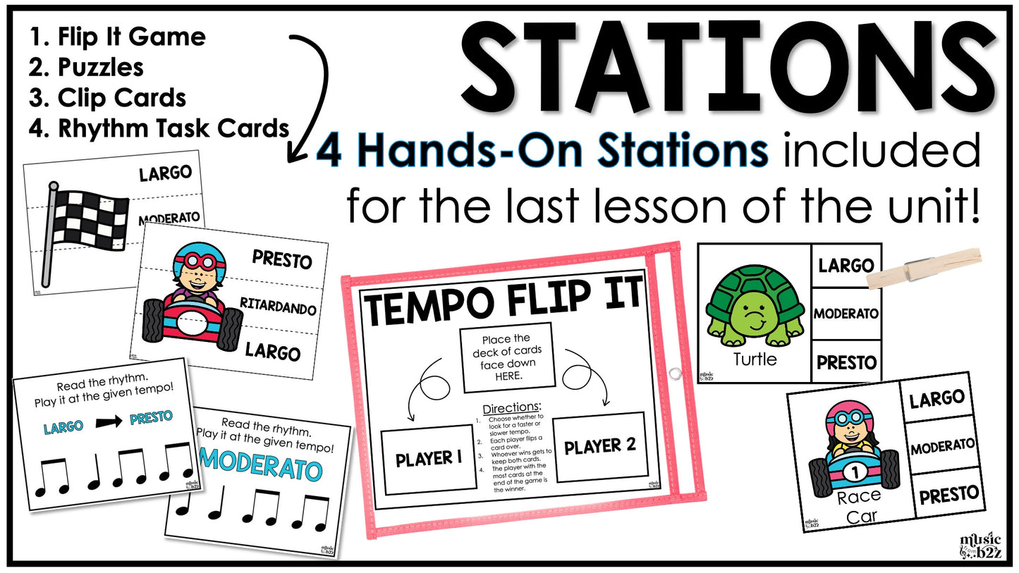 Tempo Unit Elementary Music Curriculum Lesson Activity Worksheets Games