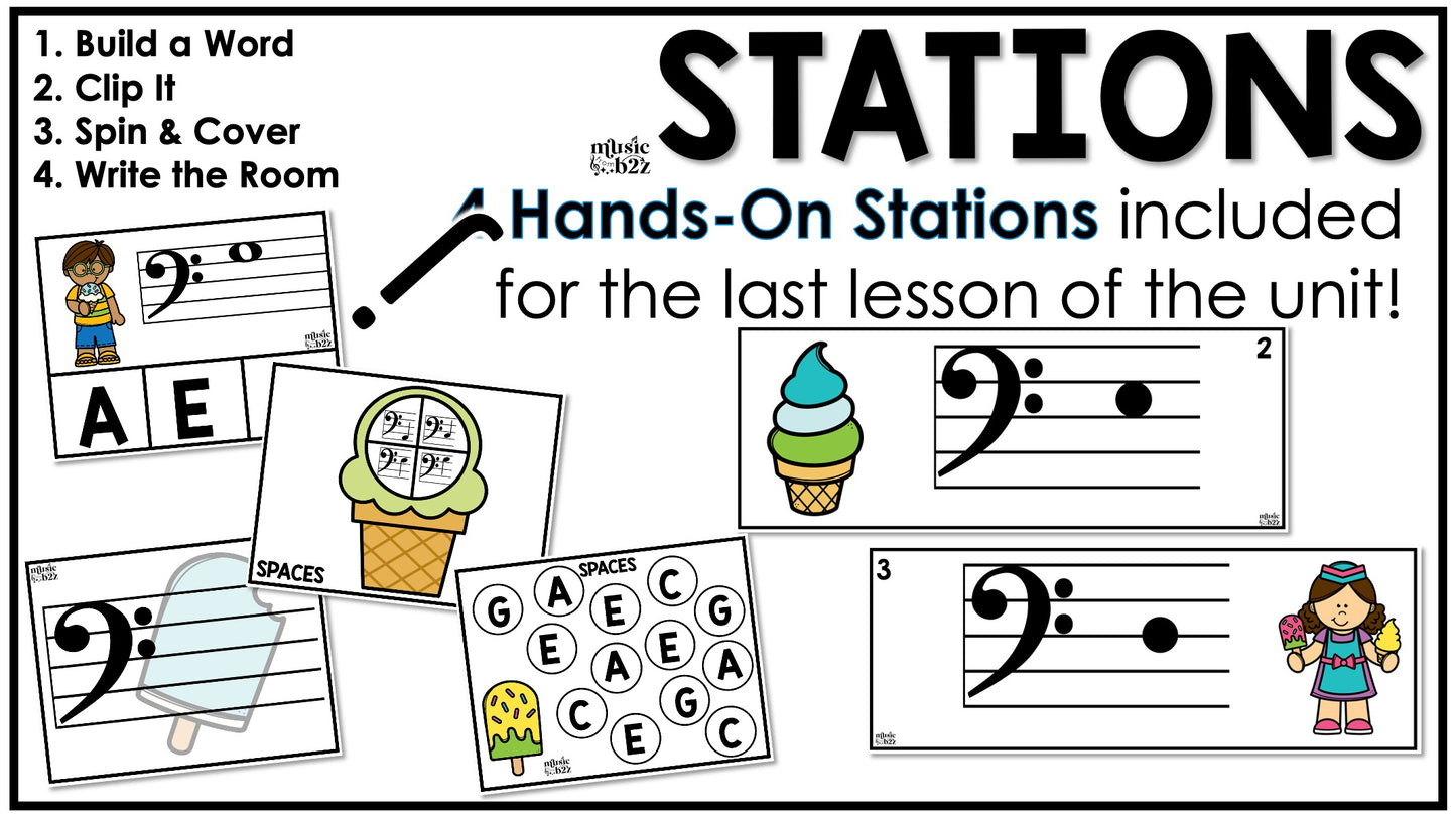 Bass Clef Unit Elementary Music Curriculum Lesson Activity Worksheets Games