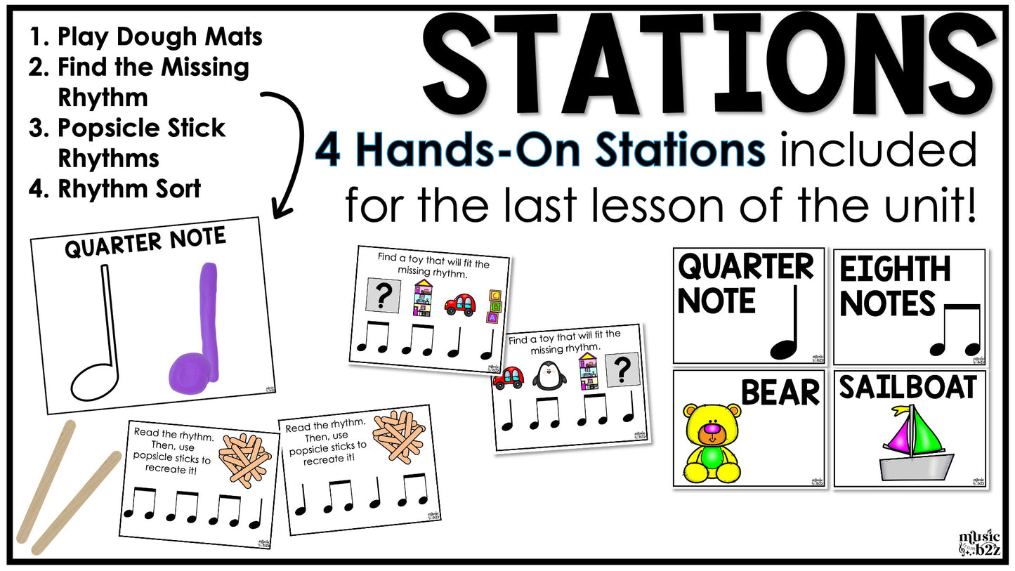 Quarter & Eighth Note Unit Elementary Music Ta Titi Lesson Activity Composition