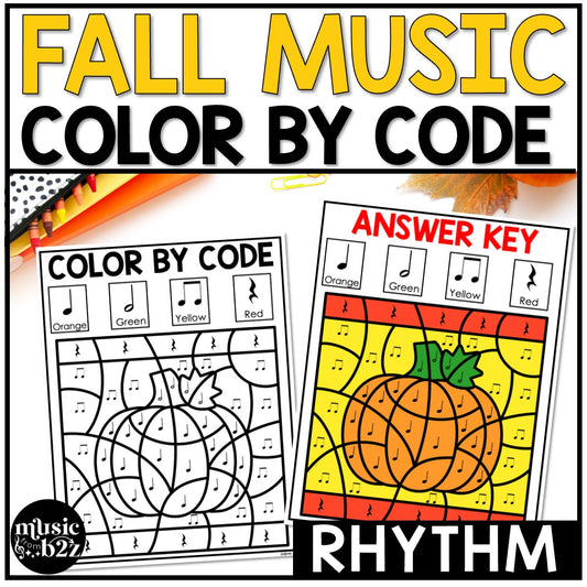 Fall Music Coloring Color by Rhythm Fall Music Worksheets Music Color by Note