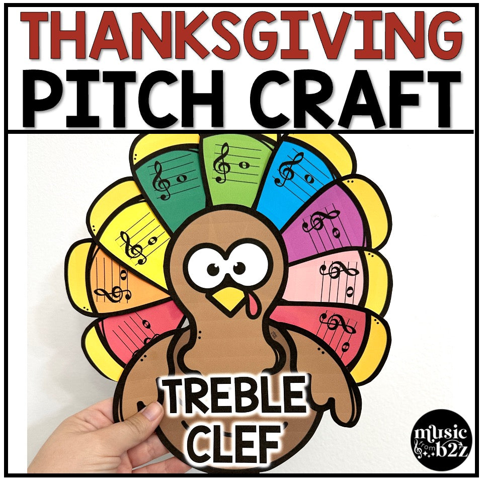 Thanksgiving Music Treble Clef Turkey Craft Elementary Music Centers Activities