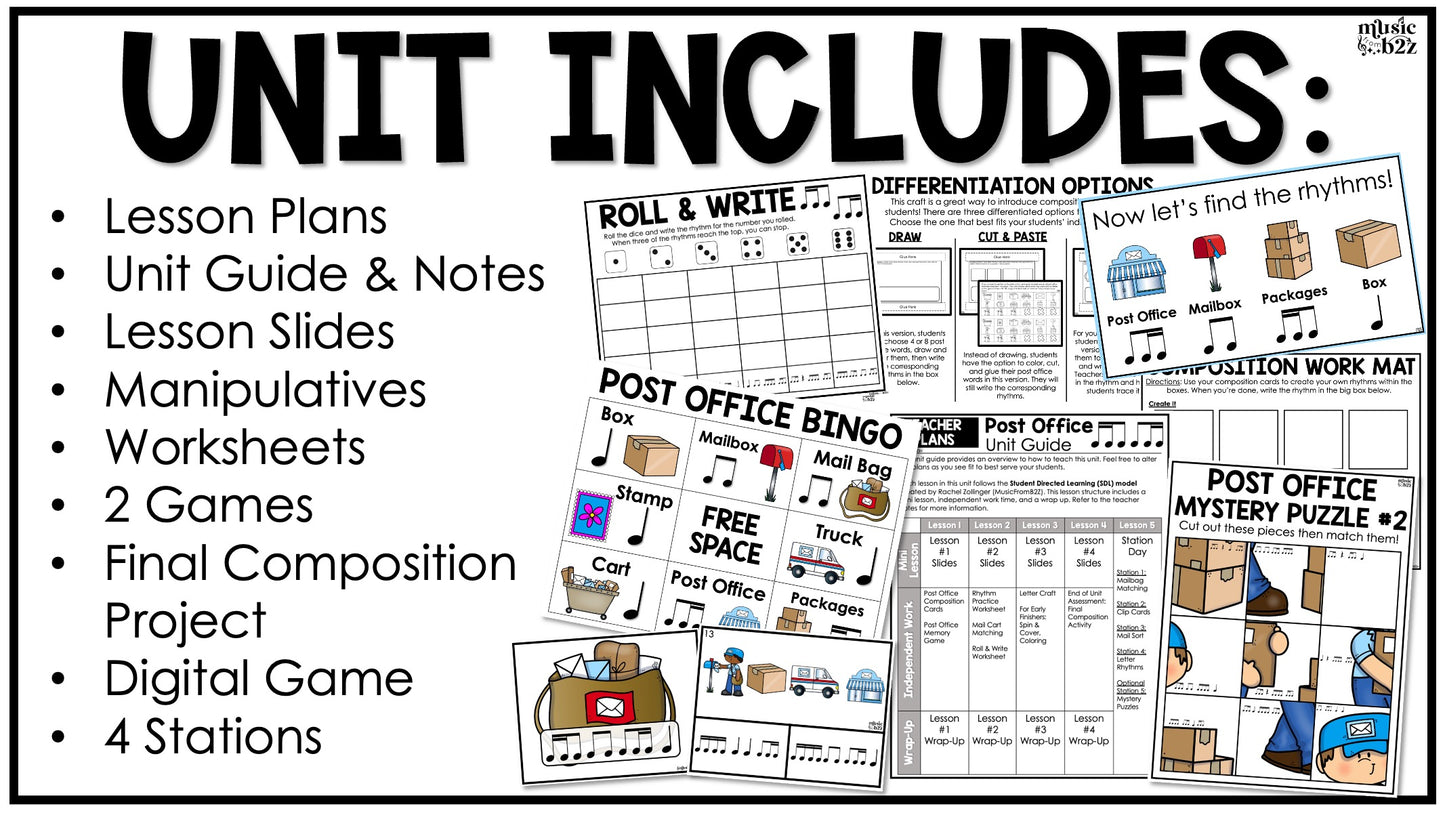 Eighth & Sixteenth Note Unit Elementary Music Lesson Activity Worksheets Games
