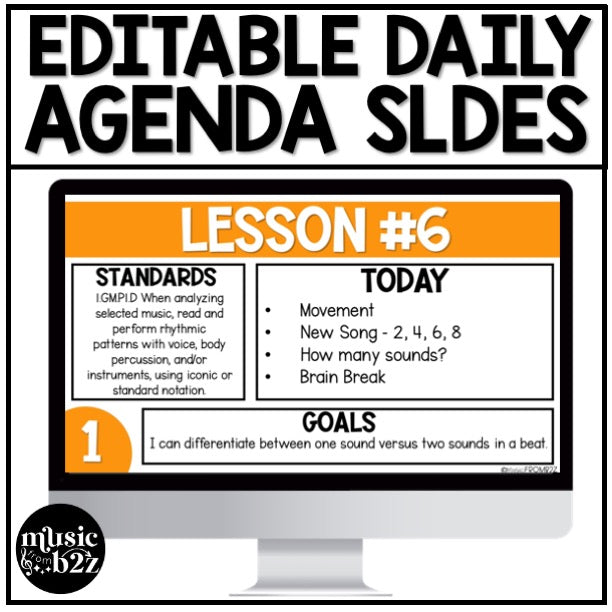 Daily Agenda Slides Google Slides Elementary Music Lesson Plan Template Editable