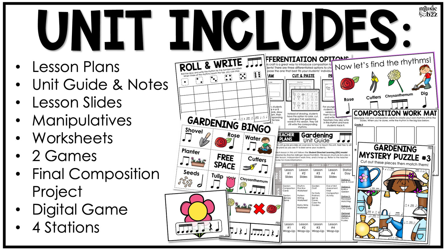 Sixteenth Notes Unit Elementary Music Lesson Activity Composition Worksheets
