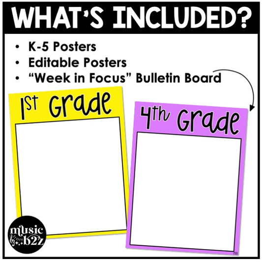 Week in Focus Wall I Can Statement Posters Elementary Music Classroom Decor