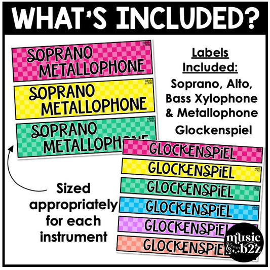 Orff Instrument Labels Elementary Music Classroom Decor Simply Checkered