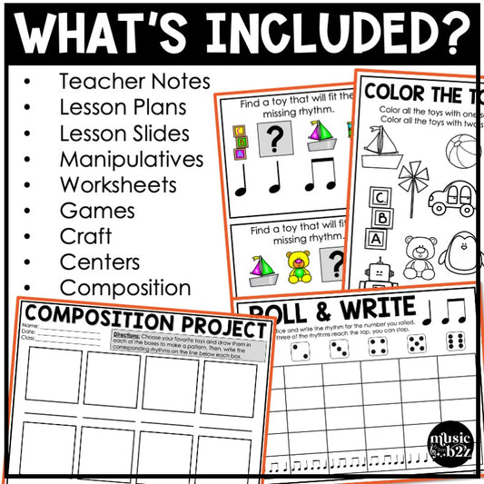 Quarter & Eighth Note Unit Elementary Music Ta Titi Lesson Activity Composition