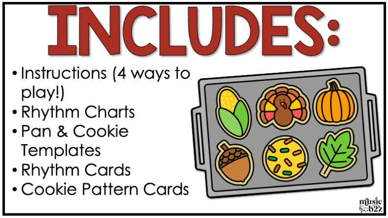 Thanksgiving Rhythm Cookies Elementary Music Centers Game Craft Composition