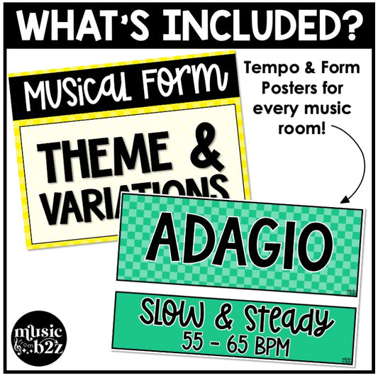 Music Tempo & Form Posters Elementary Music Classroom Decor Editable