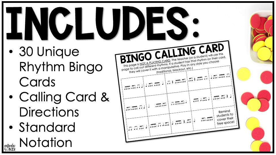 2 Sixteenth & Eighth Notes Rhythm Bingo Game Elementary Music Centers Sub Plan