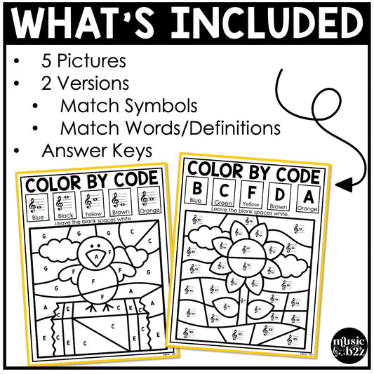 Fall Music Coloring Music Color by Note Fall Music Worksheets Treble Clef