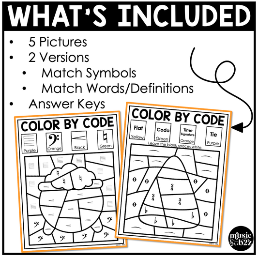 Halloween Music Coloring Color by Note Halloween Music Worksheets Music Symbols