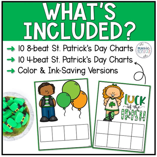 St. Patrick's Day Elementary Music Lesson - Rhythm Worksheet Activity