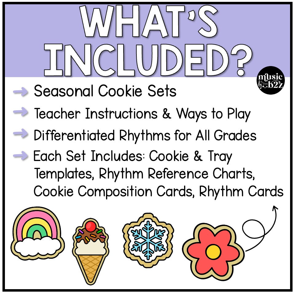 Seasonal Rhythm Cookies BUNDLE Elementary Music Centers Game Craft Composition